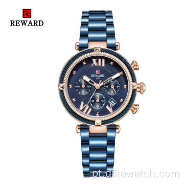 Relógio feminino REWARD RD63084L com pulseira de malha de quartzo à prova d&#39;água relógio calendário business casual masculino